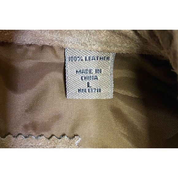I.E. Relaxed Tan Women's Vintage Leather Jacket Size Large - Picture 11 of 16